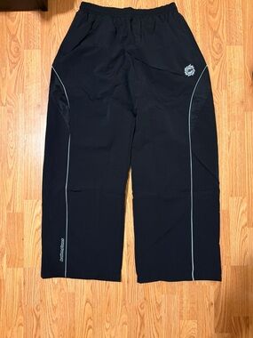 Black Athletic Track Pants with Reflective Piping